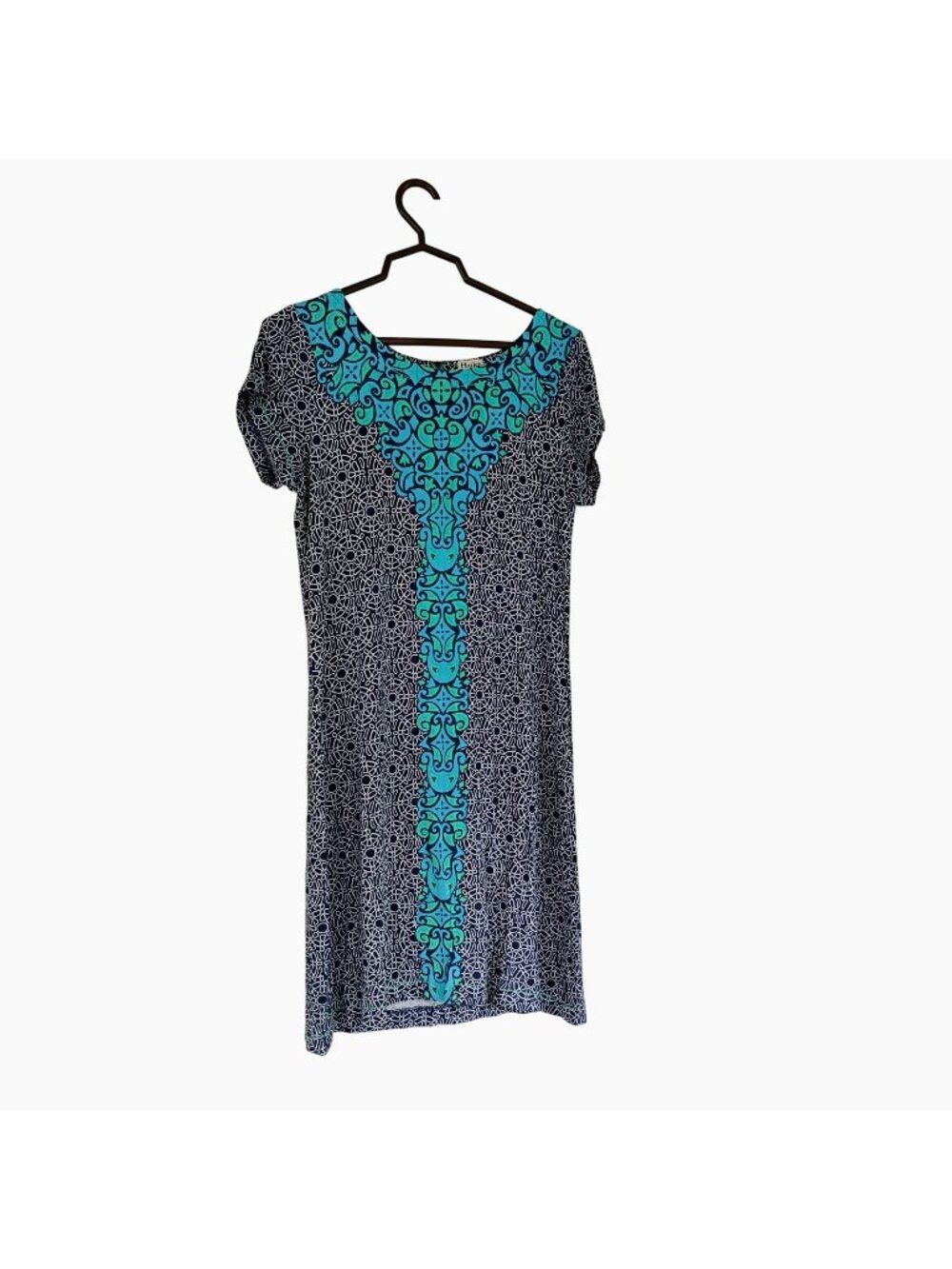 Hatley Womens Short-Sleeve Printed Dress Blue & Turquoise Size M Viscose Blend